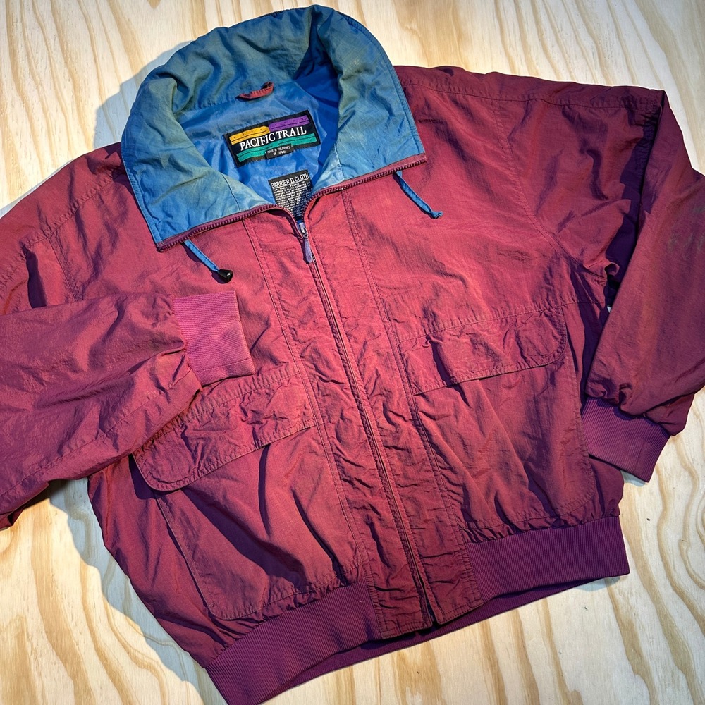 Pacific Trail Men's Vintage Barrier II Bomber Jacket Burgundy Blue Size M